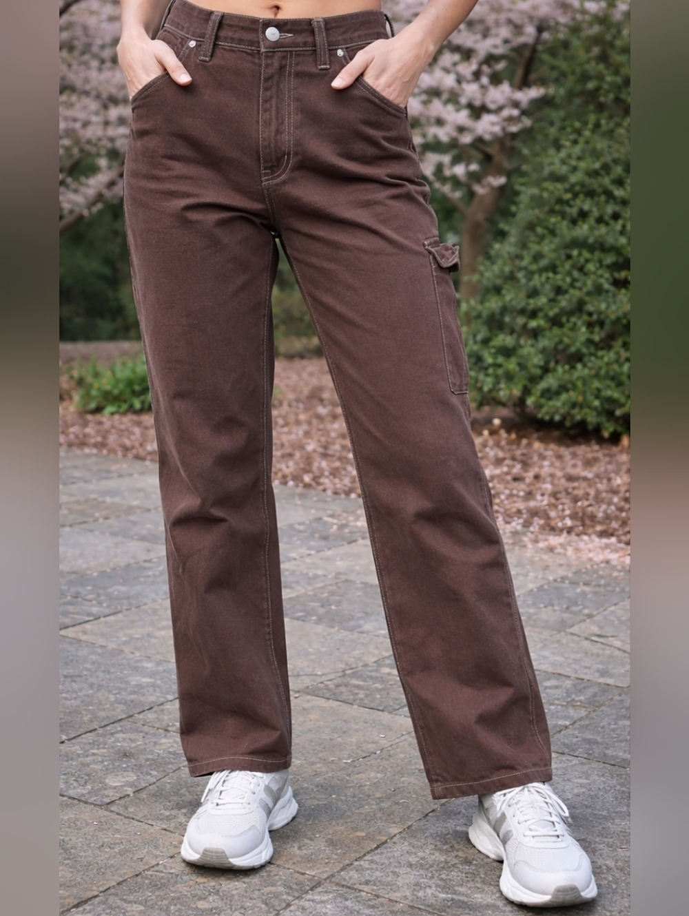 Cotton On Carpenter Jeans Size 4 Brown Workwear Utility Pants Y2K Straight Leg